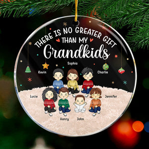 Mes petits-enfants font fondre mon cœur ! Décoration personnalisée pour la famille - Forme ronde en acrylique - Cadeau de Noël pour les membres de la famille