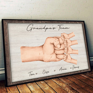 Papa et enfants, ensemble, nous formons une équipe - Affiche horizontale personnalisée pour la famille - Cadeau de fête des pères et d'anniversaire pour papa