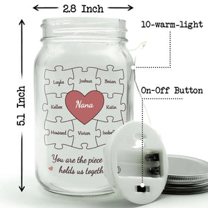 Tu es la pièce maîtresse - Lampe personnalisée en pot Mason pour la famille - Cadeau pour la fête des mères, maman, grand-mère