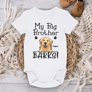 Mon grand frère aboie – Body bébé personnalisé avec chien – Cadeau de naissance, cadeau pour une première maman, pour les propriétaires d'animaux et les amoureux des animaux