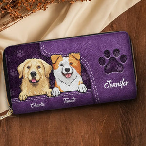 Les animaux de compagnie nous rendent la vie plus belle ! Portefeuille long en cuir personnalisé pour chien et chat ! Cadeau pour propriétaires et amoureux des animaux.