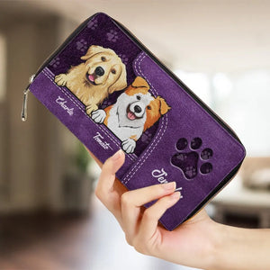 Les animaux de compagnie nous rendent la vie plus belle ! Portefeuille long en cuir personnalisé pour chien et chat ! Cadeau pour propriétaires et amoureux des animaux.