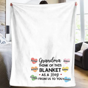 Couverture câline avec les petits-enfants - Couverture personnalisée pour la famille - Cadeau pour grand-mère
