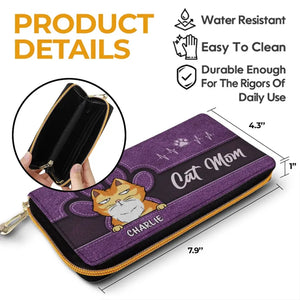 Portefeuille long en cuir personnalisé « Happy Being Fur Mom » pour chien et chat – Cadeau pour propriétaires et amoureux des animaux