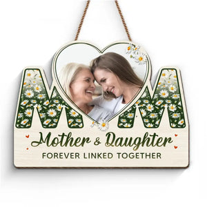 Photo personnalisée « Nous sommes liés à jamais » – Panneau en bois personnalisé pour décoration d'intérieur familiale – Cadeau de pendaison de crémaillère pour maman