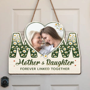 Photo personnalisée « Nous sommes liés à jamais » – Panneau en bois personnalisé pour décoration d'intérieur familiale – Cadeau de pendaison de crémaillère pour maman