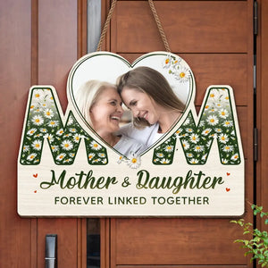 Photo personnalisée « Nous sommes liés à jamais » – Panneau en bois personnalisé pour décoration d'intérieur familiale – Cadeau de pendaison de crémaillère pour maman