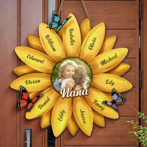 Photo personnalisée « La meilleure grand-mère du monde » - Panneau en bois personnalisé pour décoration d'intérieur - Cadeau de pendaison de crémaillère pour maman et grand-mère