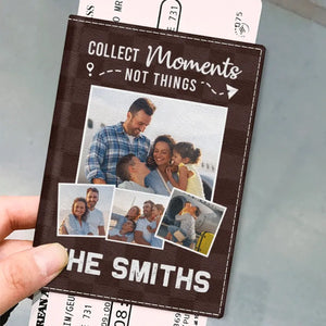 Photo personnalisée : Collectionnez des moments ensemble - Étui de passeport personnalisé, porte-passeport - Cadeau de vacances, cadeau pour les amoureux du voyage d'aventure