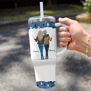 Première fille, toujours mon amie ! Gobelet personnalisé en acier inoxydable de 1 134 ml avec poignée, cadeau pour maman et fille