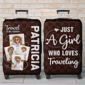 Housse de bagage personnalisée avec photo « Alors l'aventure commence » - Cadeau de vacances, cadeau pour les amoureux du voyage d'aventure