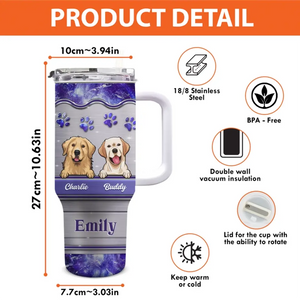 Tu es toujours ma meilleure maman à fourrure - Gobelet personnalisé en acier inoxydable de 1 134 ml avec poignée pour chien et chat - Cadeau pour les propriétaires d'animaux et les amoureux des animaux