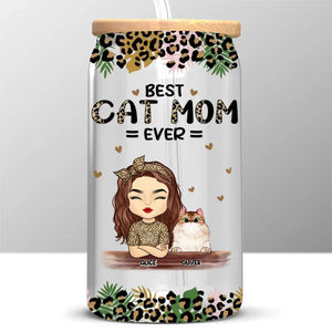 Tu es la meilleure maman chat du monde ! Tasse en verre personnalisée pour chien et chat, tasse à café glacé, cadeau pour la fête des mères, pour les propriétaires d'animaux et les amoureux des animaux.