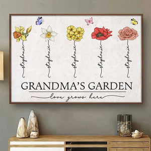 Une grand-mère, c'est l'amour qu'on ne se lasse jamais - Affiche horizontale personnalisée pour la famille - Fête des Mères, cadeau pour grand-mère