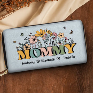 Ma mère est ma racine, mon fondement - Portefeuille long en cuir personnalisé pour la famille - Cadeau pour la fête des mères, maman, grand-mère