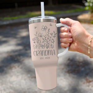 D'abord ma grand-mère, pour toujours mon amie - Gobelet personnalisé en acier inoxydable de 40 oz avec poignée - Fête des Mères, cadeau pour maman, grand-mère