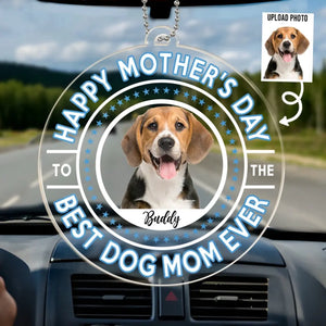 Photo personnalisée « Meilleure maman de chien » - Décoration de voiture personnalisée pour chien et chat - Acrylique en forme personnalisée - Cadeau pour la fête des mères, pour les propriétaires d'animaux et les amoureux des animaux