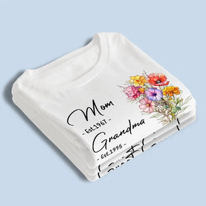 Grand-mère Ours Fleurs - T-shirt unisexe personnalisé, sweat à capuche, sweat-shirt - Fête des Mères, cadeau pour maman, grand-mère