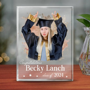 Plaque rectangulaire en acrylique personnalisée avec photo « Joyeuse remise de diplôme » - Cadeau de remise de diplôme pour frères et sœurs