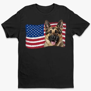 T-shirt, sweat à capuche et sweat-shirt unisexe personnalisé avec photo du drapeau américain pour chien et chat – Cadeau pour propriétaires et amoureux des animaux