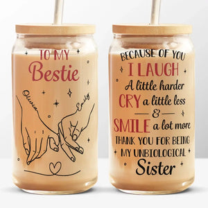 Tu es mon âme sœur - Tasse en verre personnalisée Bestie, tasse à café glacé - Cadeau pour meilleures amies, BFF, sœurs