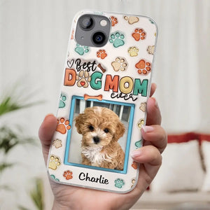 Meilleure maman chien de tous les temps - Coque de téléphone transparente personnalisée avec effet gonflable 3D pour chien et chat - Cadeau pour la fête des mères, pour les propriétaires d'animaux et les amoureux des animaux