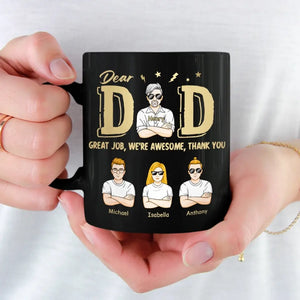 Papa, nous sommes géniaux, merci - Tasse noire personnalisée pour la famille - Fête des pères, cadeau pour papa, grand-père