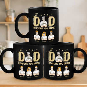 Papa, nous sommes géniaux, merci - Tasse noire personnalisée pour la famille - Fête des pères, cadeau pour papa, grand-père