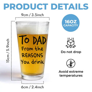 Photo personnalisée des raisons pour lesquelles vous buvez - Verre à bière personnalisé pour la famille - Fête des pères, cadeau pour papa, grand-père