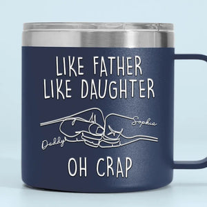 Tel père, telle fille - Gobelet personnalisé en acier inoxydable de 14 oz avec poignée - Fête des pères, cadeau pour papa, grand-père