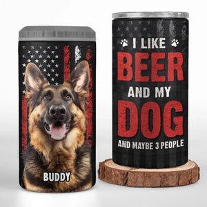 Photo personnalisée : « Tiens ma boisson, je dois caresser ce chien » – Gobelet isotherme 4 en 1 personnalisé pour chien – Cadeau pour la fête des pères, pour les propriétaires d'animaux et les amoureux des animaux.