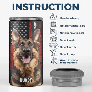 Photo personnalisée : « Tiens ma boisson, je dois caresser ce chien » – Gobelet isotherme 4 en 1 personnalisé pour chien – Cadeau pour la fête des pères, pour les propriétaires d'animaux et les amoureux des animaux.