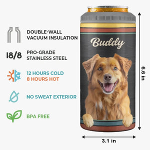 Un chien personnalisé résout la plupart de mes problèmes, la bière résout le reste - Gobelet isotherme 4 en 1 personnalisé pour chien - Fête des Pères, cadeau pour les propriétaires d'animaux et les amoureux des animaux