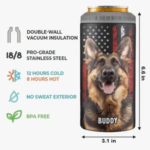 Photo personnalisée : « Tiens ma boisson, je dois caresser ce chien » – Gobelet isotherme 4 en 1 personnalisé pour chien – Cadeau pour la fête des pères, pour les propriétaires d'animaux et les amoureux des animaux.