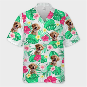 T-shirt hawaïen unisexe personnalisé avec photo « C'est l'été » pour chien et chat, motif tropical, idéal pour les vacances d'été et les amoureux des animaux.