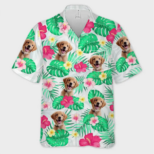 T-shirt hawaïen unisexe personnalisé avec photo « C'est l'été » pour chien et chat, motif tropical, idéal pour les vacances d'été et les amoureux des animaux.