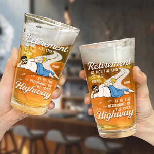 La retraite n'est pas la fin du chemin - Verre à bière personnalisé pour la famille - Fête des pères, cadeau pour papa, grand-père