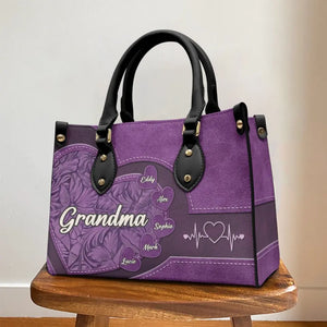 Grand-mère, tu es le soleil de ma vie - Sac à main en cuir personnalisé pour la famille - Cadeau pour la fête des mères, maman, grand-mère