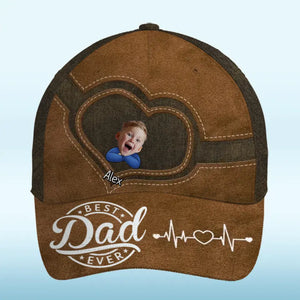 Casquette personnalisée avec photo « Meilleur papa de tous les temps » - Casquette classique à imprimé intégral - Fête des pères, cadeau pour papa et grand-père