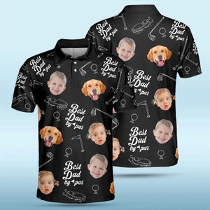 Polo personnalisé avec photo « Meilleur papa » par Par - Polo familial personnalisé avec imprimé intégral - Cadeau pour la fête des pères, les propriétaires d'animaux et les amoureux des animaux