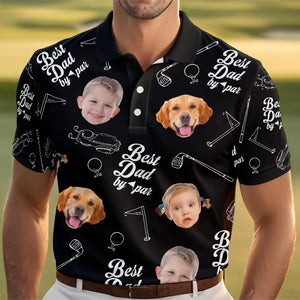 Polo personnalisé avec photo « Meilleur papa » par Par - Polo familial personnalisé avec imprimé intégral - Cadeau pour la fête des pères, les propriétaires d'animaux et les amoureux des animaux
