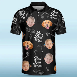 Polo personnalisé avec photo « Meilleur papa » par Par - Polo familial personnalisé avec imprimé intégral - Cadeau pour la fête des pères, les propriétaires d'animaux et les amoureux des animaux