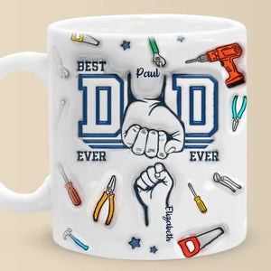Les pères savent toujours tout mettre en place - Mug personnalisé avec effet gonflé en 3D pour la famille - Cadeau pour la fête des pères, papa, grand-père