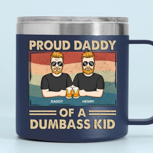 Fier père de plusieurs enfants - Gobelet personnalisé en acier inoxydable de 14 oz avec poignée - Cadeau pour la fête des pères, papa et grand-père