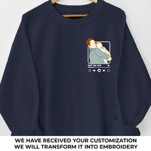 Photo personnalisée Bonne fête des pères - Sweat-shirt brodé personnalisé en famille - Fête des pères, cadeau pour papa