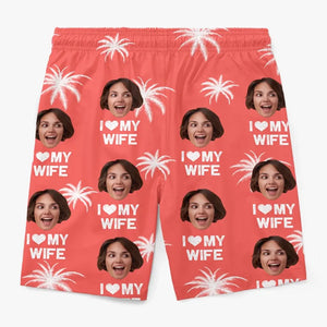 Photo personnalisée La vie est une plage, profitez des vagues - Short de plage hawaïen personnalisé amusant pour homme - Cadeau de vacances d'été, cadeau de fête d'anniversaire pour mari