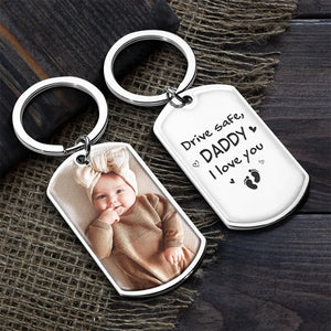 Porte-clés personnalisé avec photo « Papa, ta sécurité est notre priorité » - Cadeau d'anniversaire pour papa