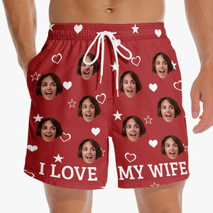 Short de plage hawaïen personnalisé avec photo de l'océan et pieds dans le sable - Short de plage hawaïen personnalisé et amusant pour homme - Cadeau de vacances d'été, cadeau d'anniversaire pour mari