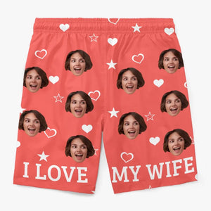 Short de plage hawaïen personnalisé avec photo de l'océan et pieds dans le sable - Short de plage hawaïen personnalisé et amusant pour homme - Cadeau de vacances d'été, cadeau d'anniversaire pour mari