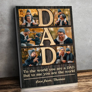 Photo personnalisée « Mon monde est tout à propos de toi » - Toile verticale personnalisée pour la famille - Cadeau pour la fête des pères
